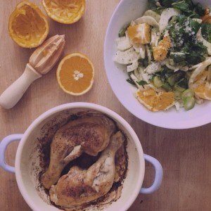 Salat aus Fenchel, Orangen und Huhn