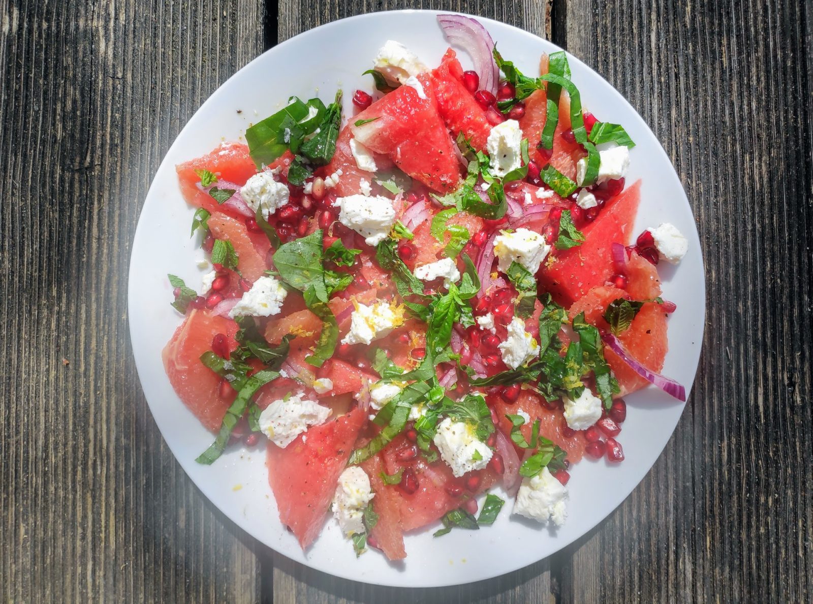 Salat aus Wassermelone, Granatapfel, Grapefruit &amp; Feta - whenannacooks